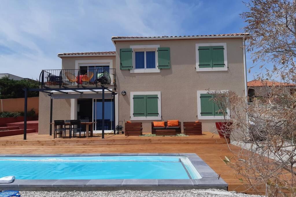 Maison avec vue sur la mer et avec piscine à Fitou Extérieur photo